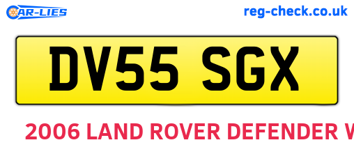 DV55SGX are the vehicle registration plates.