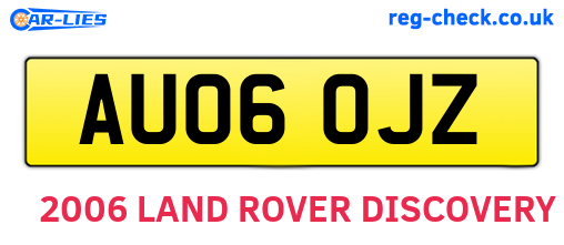 AU06OJZ are the vehicle registration plates.