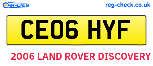 CE06HYF are the vehicle registration plates.