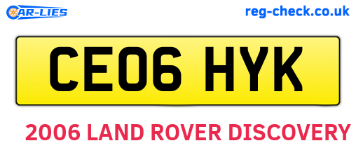 CE06HYK are the vehicle registration plates.