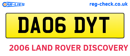DA06DYT are the vehicle registration plates.