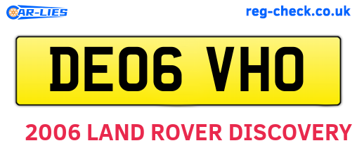 DE06VHO are the vehicle registration plates.