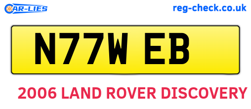 N77WEB are the vehicle registration plates.