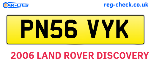 PN56VYK are the vehicle registration plates.