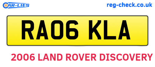 RA06KLA are the vehicle registration plates.