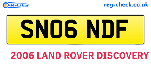 SN06NDF are the vehicle registration plates.