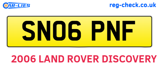 SN06PNF are the vehicle registration plates.