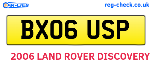 BX06USP are the vehicle registration plates.
