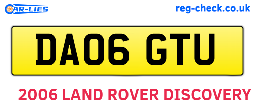 DA06GTU are the vehicle registration plates.