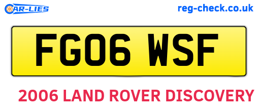 FG06WSF are the vehicle registration plates.