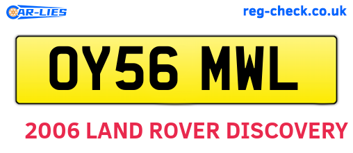 OY56MWL are the vehicle registration plates.