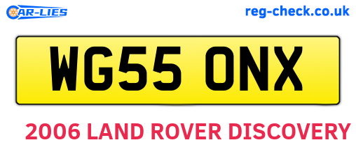 WG55ONX are the vehicle registration plates.