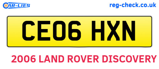 CE06HXN are the vehicle registration plates.