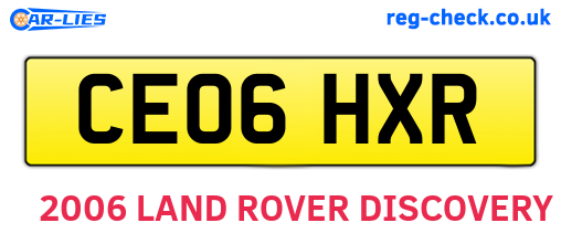 CE06HXR are the vehicle registration plates.