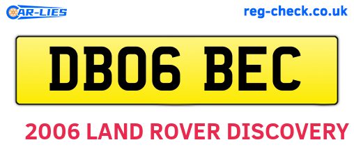 DB06BEC are the vehicle registration plates.