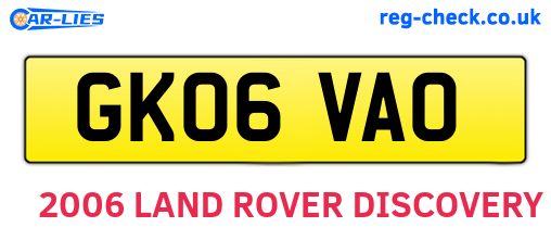 GK06VAO are the vehicle registration plates.