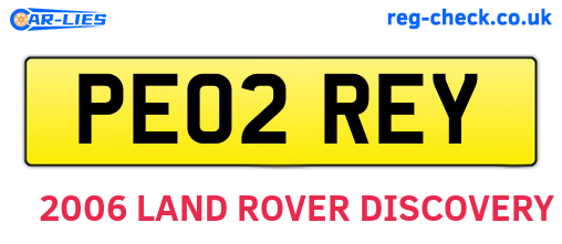 PE02REY are the vehicle registration plates.