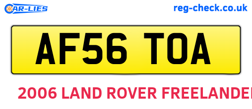 AF56TOA are the vehicle registration plates.