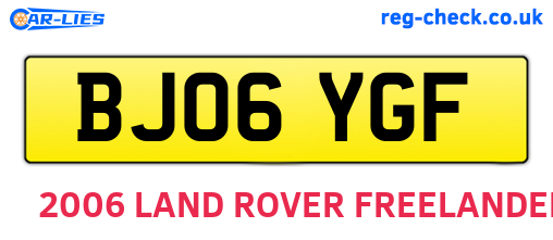 BJ06YGF are the vehicle registration plates.