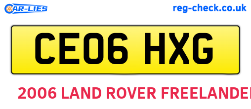 CE06HXG are the vehicle registration plates.