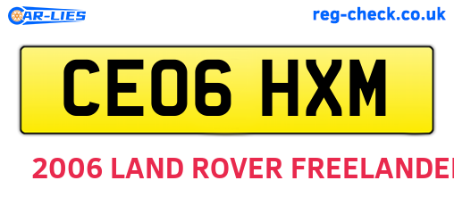 CE06HXM are the vehicle registration plates.
