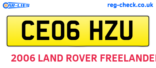 CE06HZU are the vehicle registration plates.