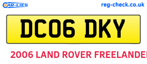 DC06DKY are the vehicle registration plates.