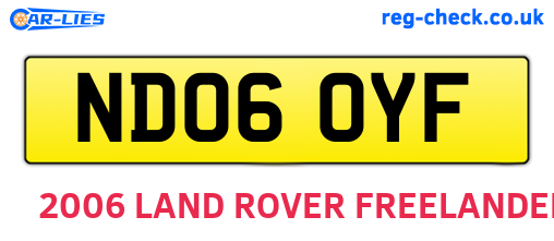 ND06OYF are the vehicle registration plates.