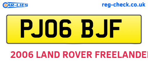 PJ06BJF are the vehicle registration plates.