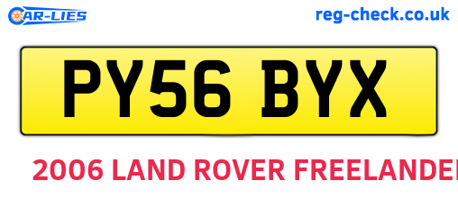 PY56BYX are the vehicle registration plates.