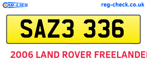 SAZ3336 are the vehicle registration plates.