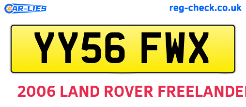 YY56FWX are the vehicle registration plates.