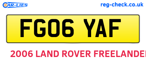 FG06YAF are the vehicle registration plates.