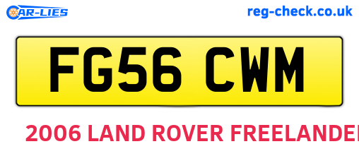 FG56CWM are the vehicle registration plates.