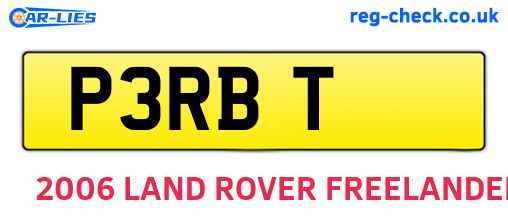 P3RBT are the vehicle registration plates.