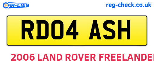 RD04ASH are the vehicle registration plates.