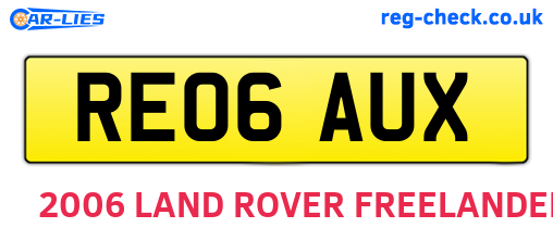 RE06AUX are the vehicle registration plates.