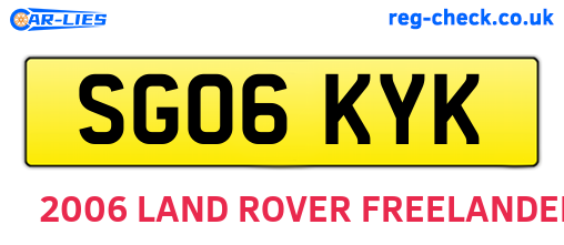 SG06KYK are the vehicle registration plates.
