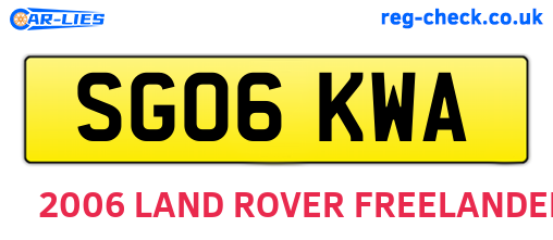 SG06KWA are the vehicle registration plates.