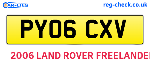 PY06CXV are the vehicle registration plates.