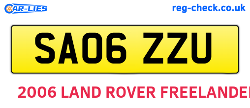 SA06ZZU are the vehicle registration plates.