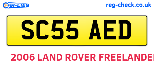 SC55AED are the vehicle registration plates.
