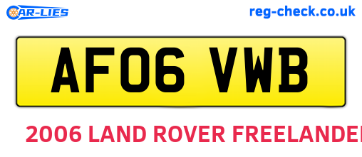 AF06VWB are the vehicle registration plates.