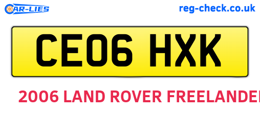 CE06HXK are the vehicle registration plates.