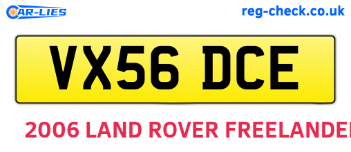 VX56DCE are the vehicle registration plates.
