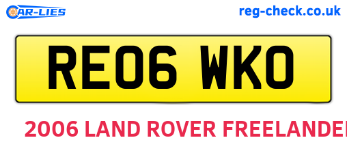 RE06WKO are the vehicle registration plates.