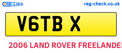 V6TBX are the vehicle registration plates.