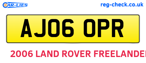 AJ06OPR are the vehicle registration plates.