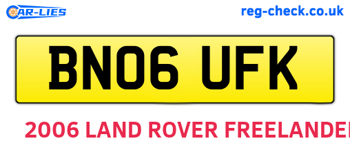 BN06UFK are the vehicle registration plates.