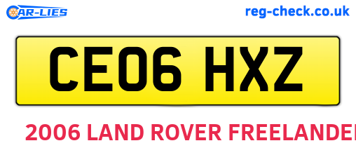 CE06HXZ are the vehicle registration plates.